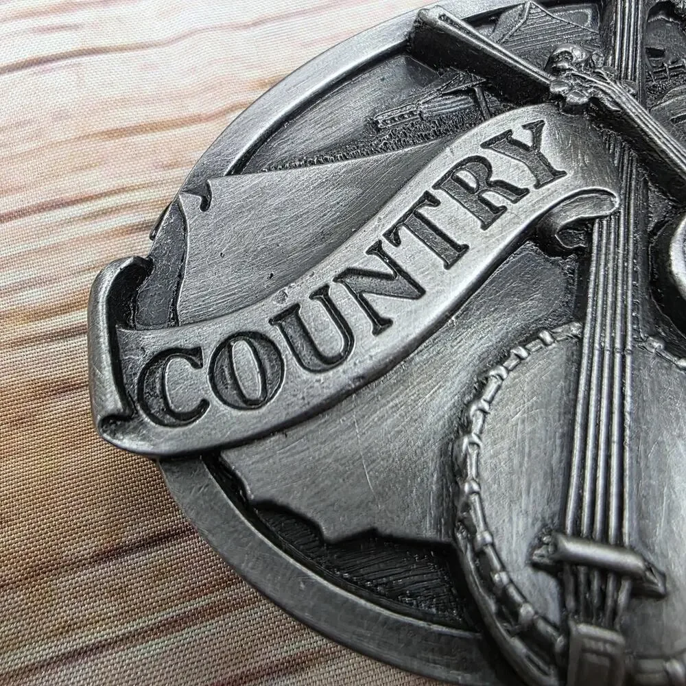 Vintage 1984 Award Design Country Music Belt Buckle Banjo Fiddle Western USA B29
